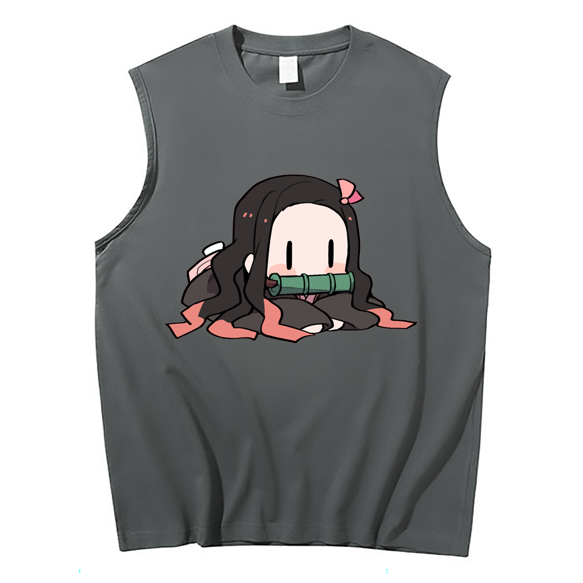 （画像用） 鬼滅の刃（きめつのやいば）竈門 禰󠄀豆子／かまど ねずこ Kamado Nezuko コットン100％タンクトップ（フロントプリント）